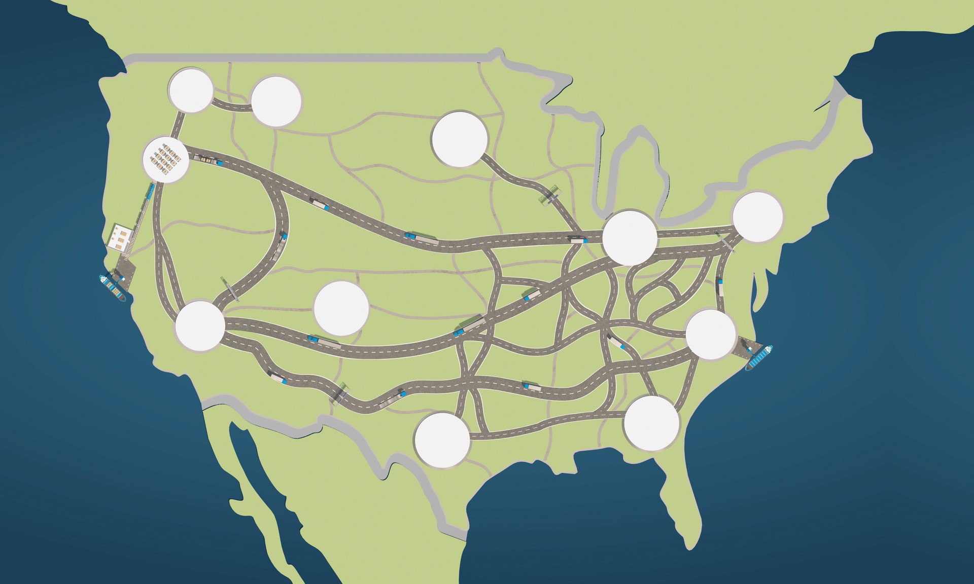 USA Logistic Map Concept with points